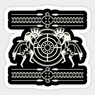 Native American Kokopelli Musicans - Sun Border 7 Sticker